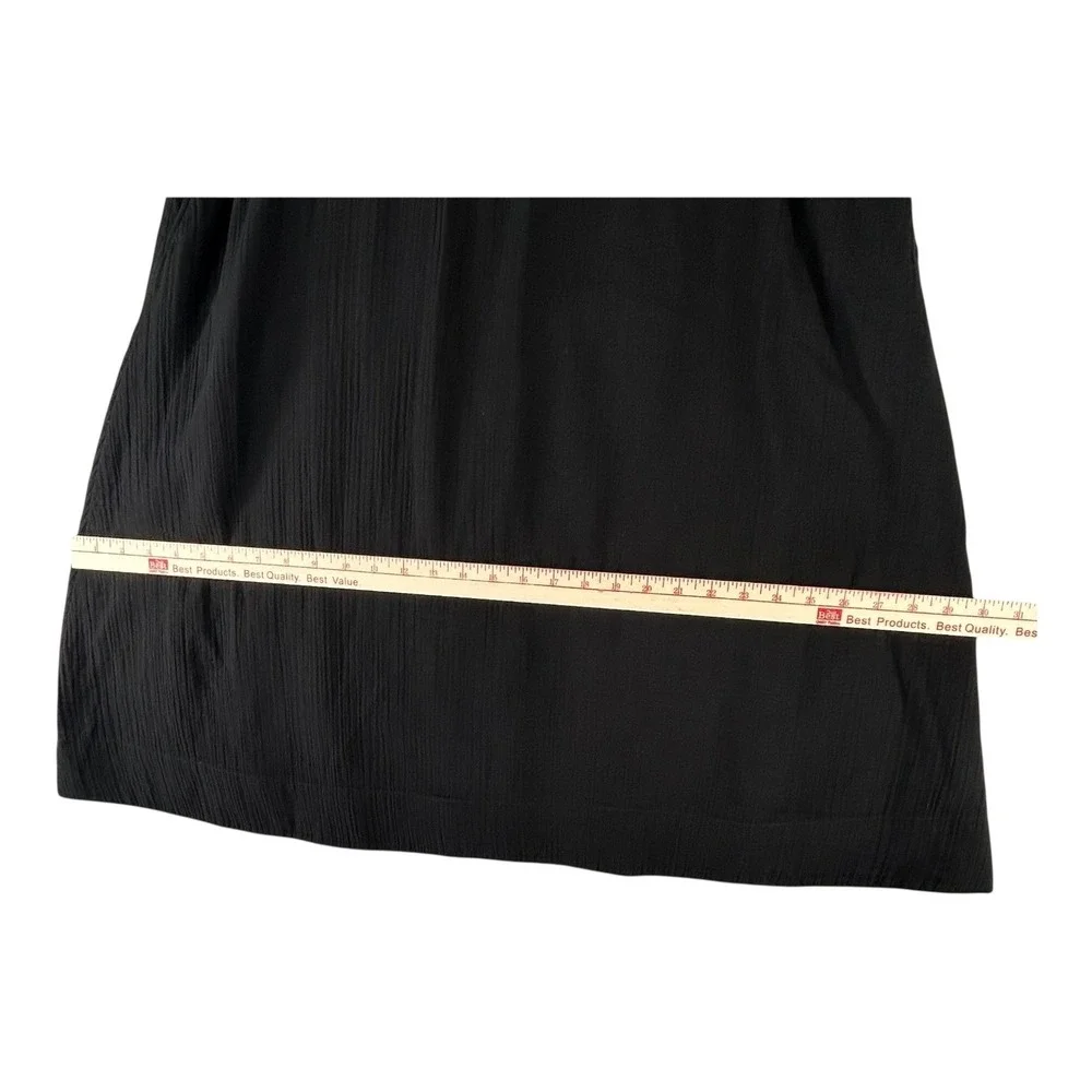 Eileen Fisher Black Organic Cotton Skirt Womens Large Lined Elastic Waist Pocket